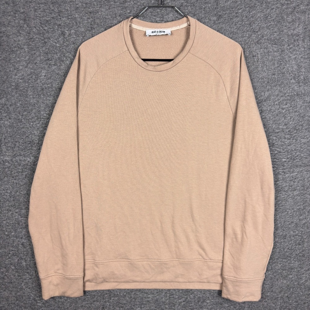 Blue & Cream Mason Sweatshirt Mens XL Beige Crewneck Sweater Wheelersv USA Made